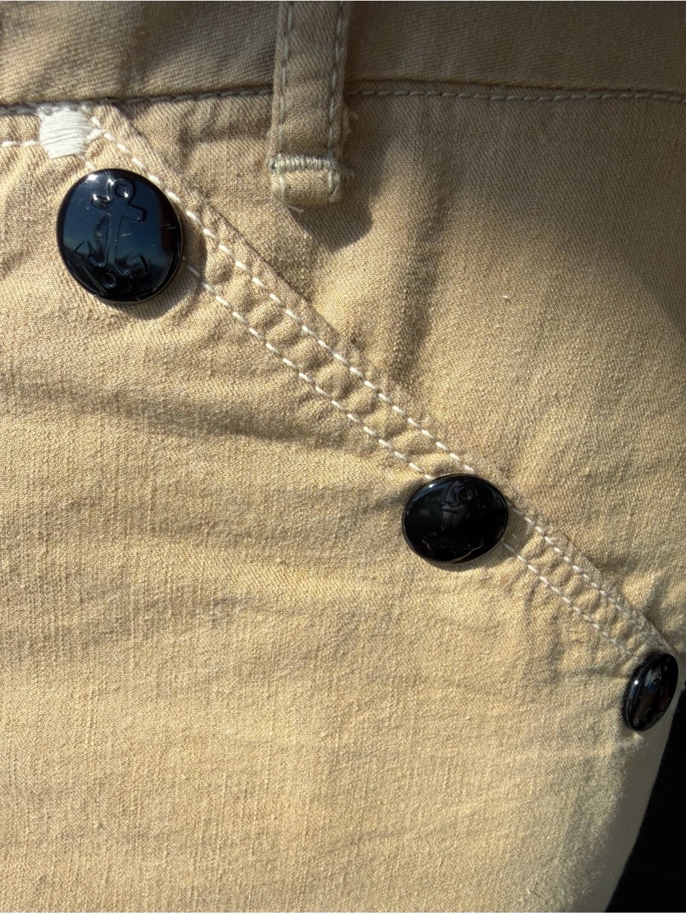 Kapital Sailor Button Capri Pants Khaki Beige Cropped Wide Leg Made in Japan - Picture 4 of 4